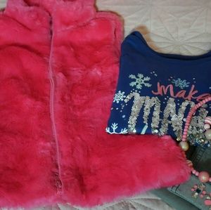 Gymboree pink faux fur vest